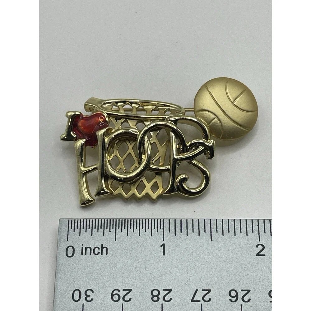 Signed DaneCraft I Love Hoops Basketball Brooch NOS